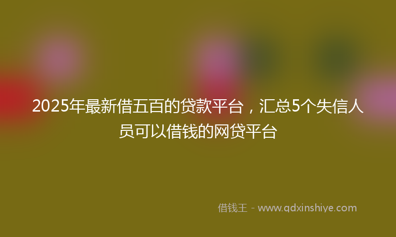 2025年最新借五百的贷款平台，汇总5个失信人员可以借钱的网贷平台