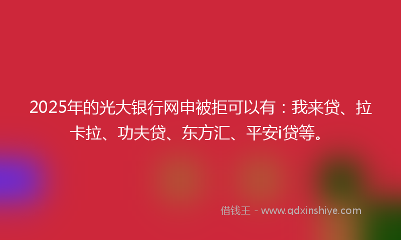2025年的光大银行网申被拒可以有：我来贷、拉卡拉、功夫贷、东方汇、平安i贷等。