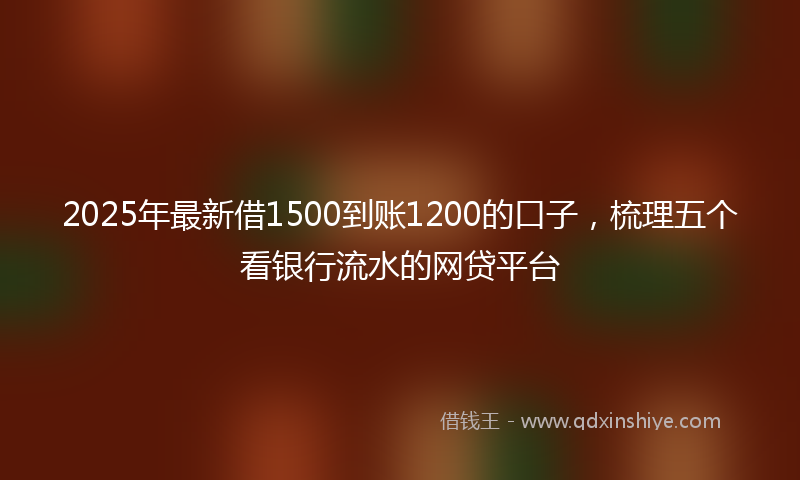 2025年最新借1500到账1200的口子，梳理五个看银行流水的网贷平台