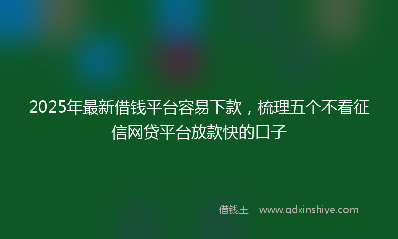 2025年最新借钱平台容易下款，梳理五个不看征信网贷平台放款快的口子