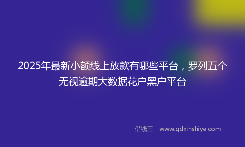 2025年最新小额线上放款有哪些平台，罗列五个无视逾期大数据花户黑户平台