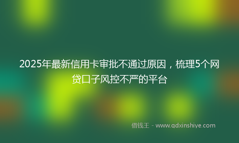 2025年最新信用卡审批不通过原因，梳理5个网贷口子风控不严的平台