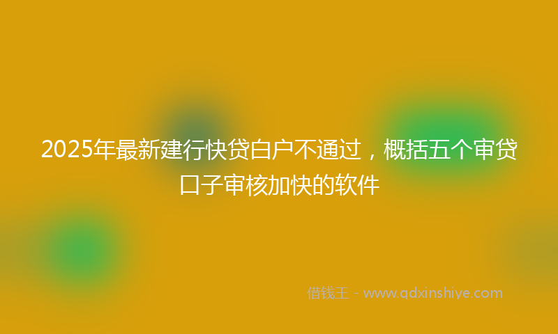 2025年最新建行快贷白户不通过，概括五个审贷口子审核加快的软件