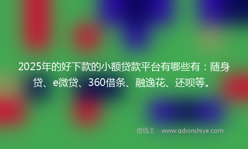 2025年的好下款的小额贷款平台有哪些有：随身贷、e微贷、360借条、融逸花、还呗等。