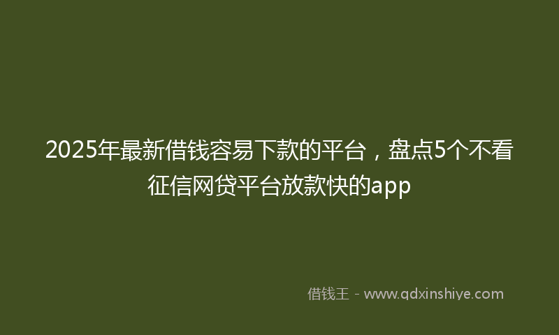 2025年最新借钱容易下款的平台，盘点5个不看征信网贷平台放款快的app
