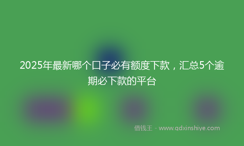 2025年最新哪个口子必有额度下款，汇总5个逾期必下款的平台