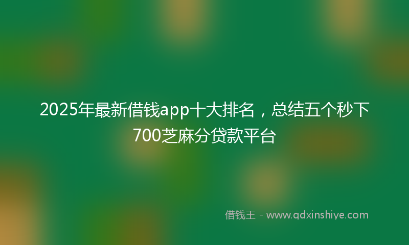2025年最新借钱app十大排名，总结五个秒下700芝麻分贷款平台