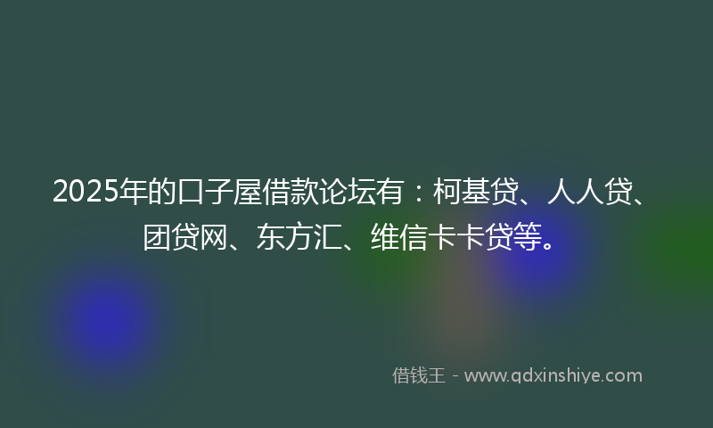 2025年的口子屋借款论坛有：柯基贷、人人贷、团贷网、东方汇、维信卡卡贷等。