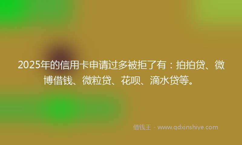 2025年的信用卡申请过多被拒了有：拍拍贷、微博借钱、微粒贷、花呗、滴水贷等。
