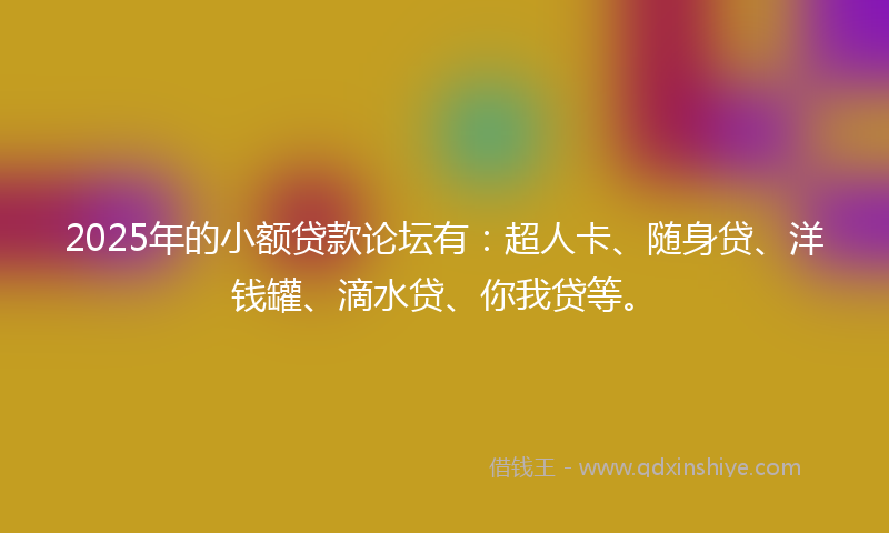 2025年的小额贷款论坛有：超人卡、随身贷、洋钱罐、滴水贷、你我贷等。