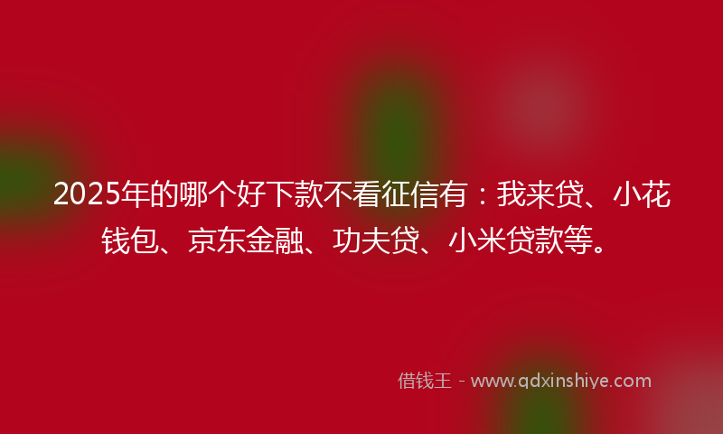 2025年的哪个好下款不看征信有：我来贷、小花钱包、京东金融、功夫贷、小米贷款等。