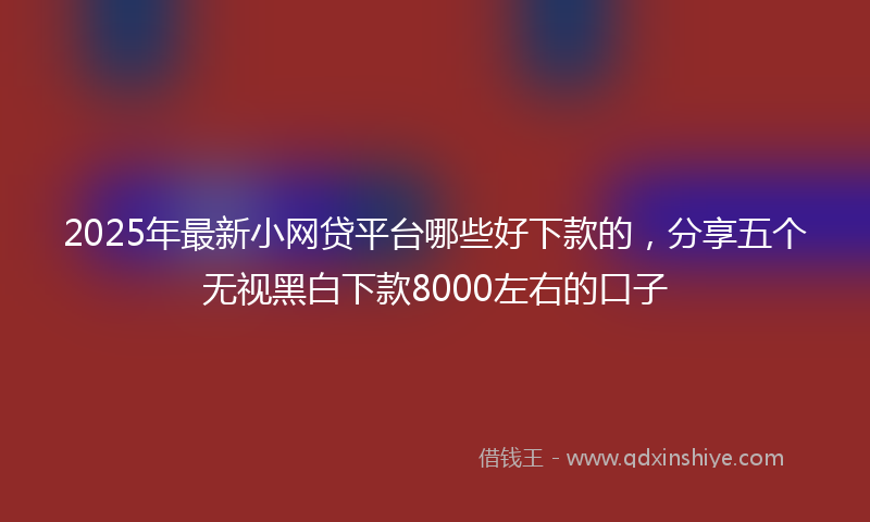 2025年最新小网贷平台哪些好下款的，分享五个无视黑白下款8000左右的口子