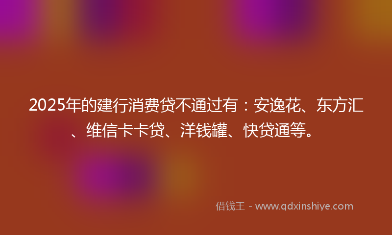 2025年的建行消费贷不通过有：安逸花、东方汇、维信卡卡贷、洋钱罐、快贷通等。
