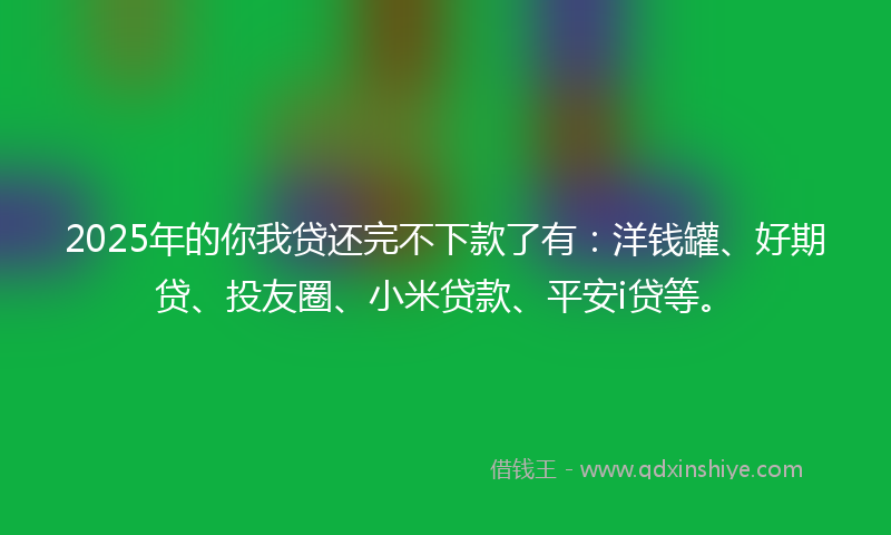 2025年的你我贷还完不下款了有：洋钱罐、好期贷、投友圈、小米贷款、平安i贷等。