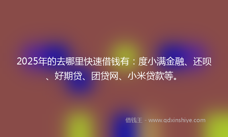2025年的去哪里快速借钱有：度小满金融、还呗、好期贷、团贷网、小米贷款等。