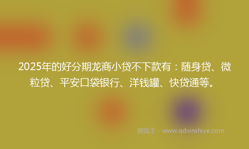 2025年的好分期龙商小贷不下款有：随身贷、微粒贷、平安口袋银行、洋钱罐、快贷通等。