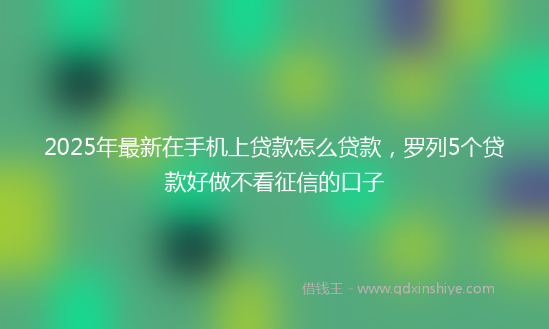 2025年最新在手机上贷款怎么贷款，罗列5个贷款好做不看征信的口子
