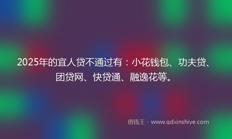 2025年的宜人贷不通过有：小花钱包、功夫贷、团贷网、快贷通、融逸花等。