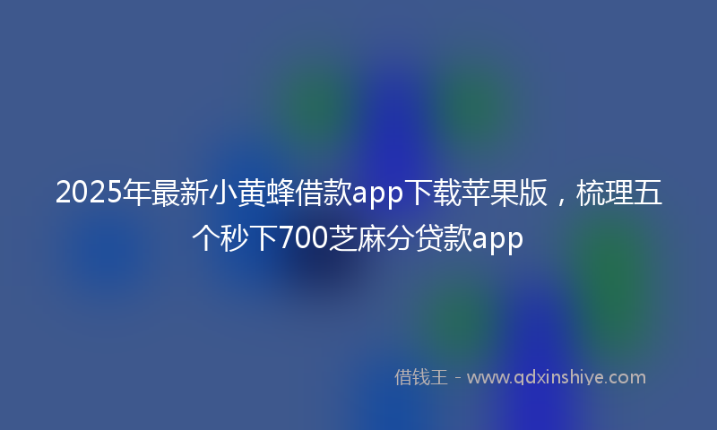 2025年最新小黄蜂借款app下载苹果版，梳理五个秒下700芝麻分贷款app
