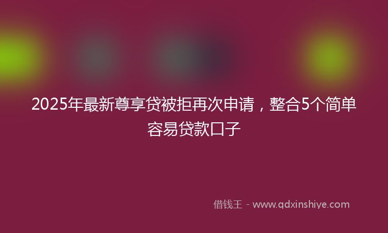 2025年最新尊享贷被拒再次申请，整合5个简单容易贷款口子