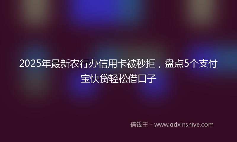 2025年最新农行办信用卡被秒拒，盘点5个支付宝快贷轻松借口子