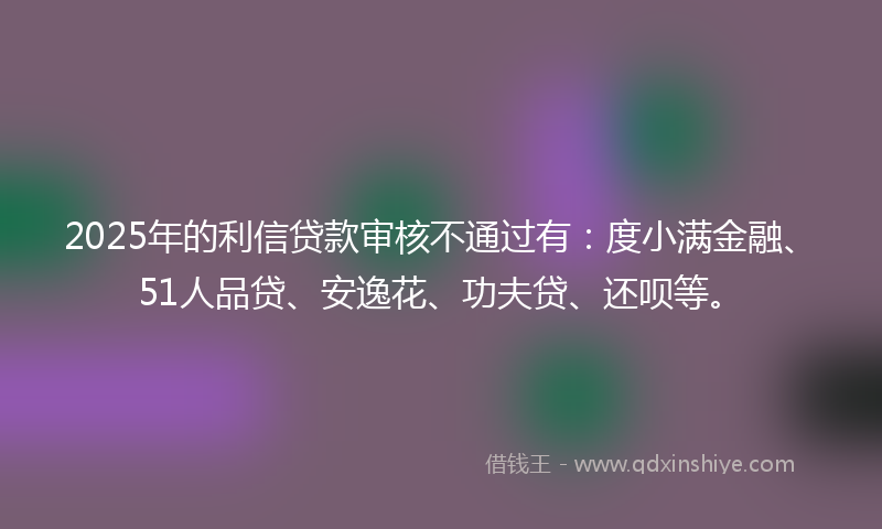 2025年的利信贷款审核不通过有：度小满金融、51人品贷、安逸花、功夫贷、还呗等。