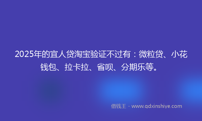 2025年的宜人贷淘宝验证不过有：微粒贷、小花钱包、拉卡拉、省呗、分期乐等。