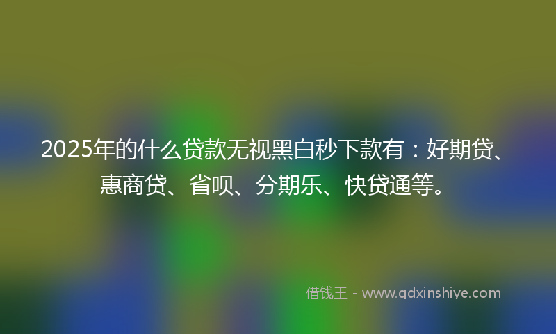2025年的什么贷款无视黑白秒下款有：好期贷、惠商贷、省呗、分期乐、快贷通等。