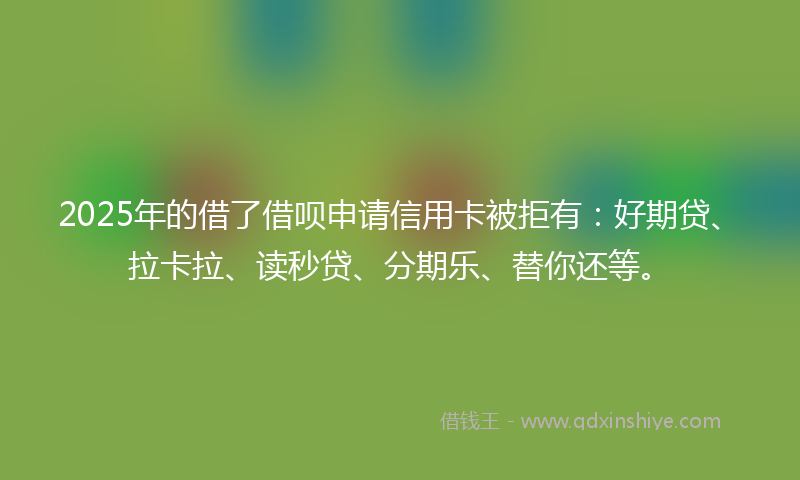 2025年的借了借呗申请信用卡被拒有：好期贷、拉卡拉、读秒贷、分期乐、替你还等。