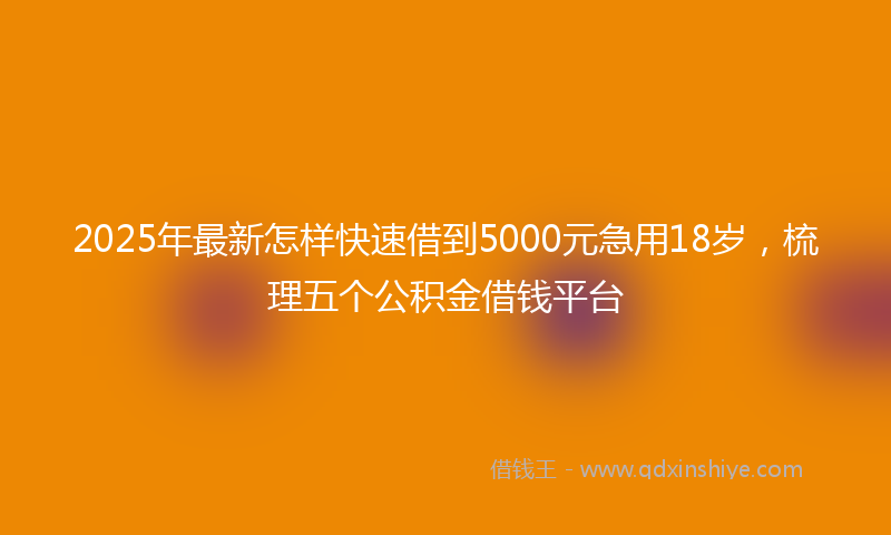 2025年最新怎样快速借到5000元急用18岁，梳理五个公积金借钱平台