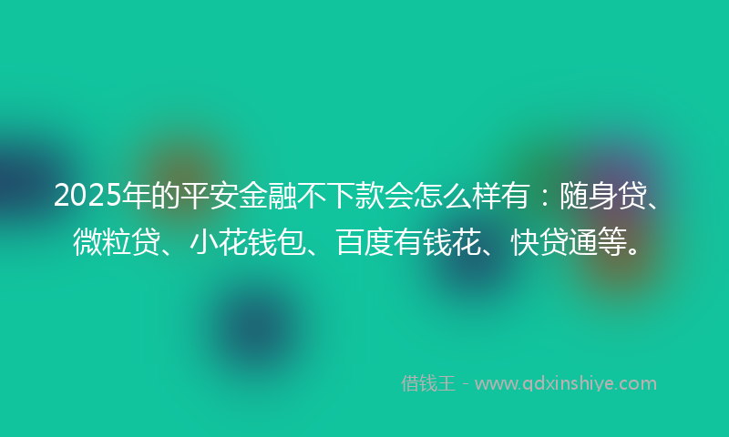 2025年的平安金融不下款会怎么样有：随身贷、微粒贷、小花钱包、百度有钱花、快贷通等。