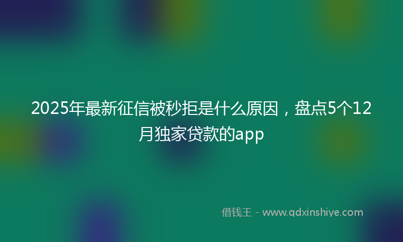 2025年最新征信被秒拒是什么原因，盘点5个12月独家贷款的app