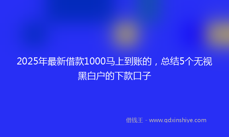 2025年最新借款1000马上到账的，总结5个无视黑白户的下款口子