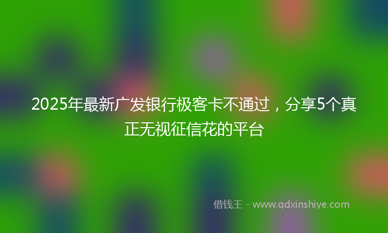 2025年最新广发银行极客卡不通过，分享5个真正无视征信花的平台