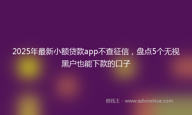 2025年最新小额贷款app不查征信，盘点5个无视黑户也能下款的口子