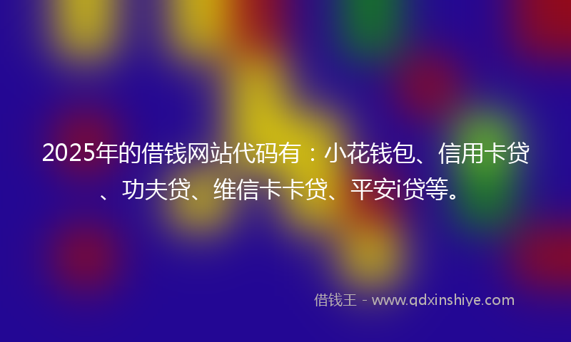 2025年的借钱网站代码有：小花钱包、信用卡贷、功夫贷、维信卡卡贷、平安i贷等。