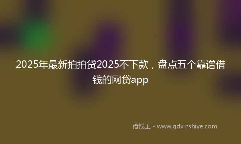 2025年最新拍拍贷2025不下款，盘点五个靠谱借钱的网贷app
