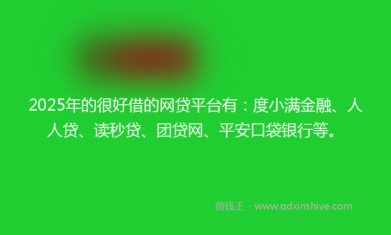 2025年的很好借的网贷平台有：度小满金融、人人贷、读秒贷、团贷网、平安口袋银行等。