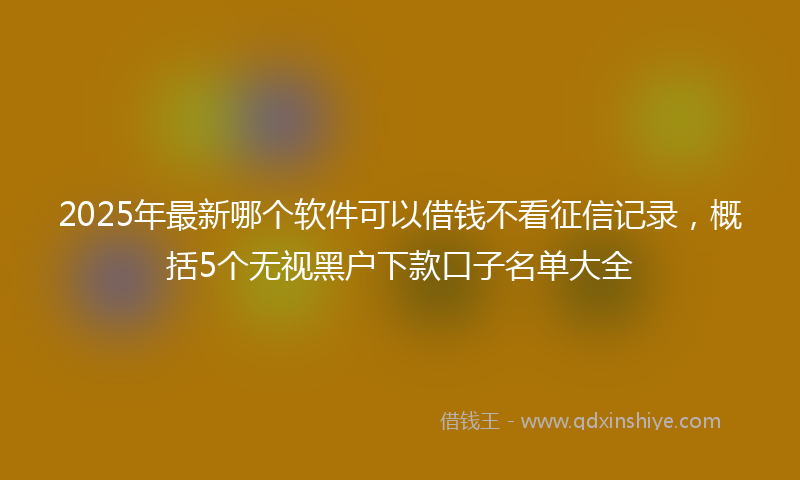 2025年最新哪个软件可以借钱不看征信记录，概括5个无视黑户下款口子名单大全