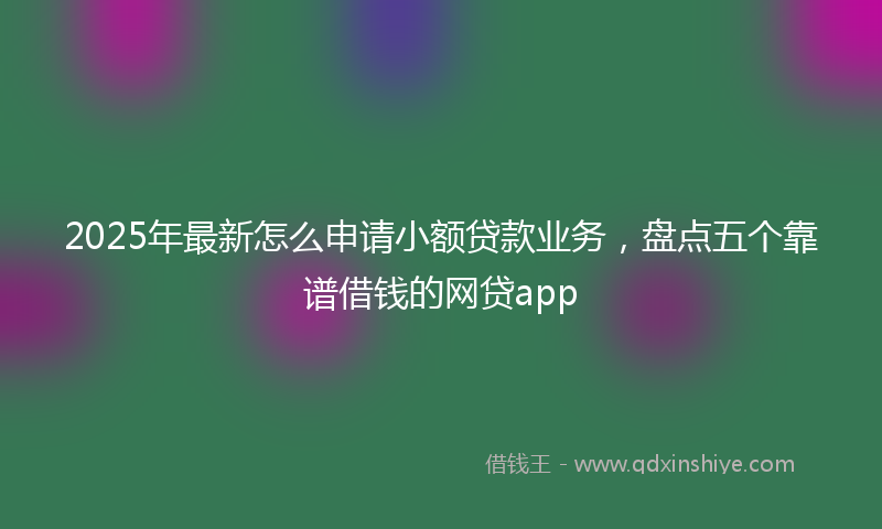 2025年最新怎么申请小额贷款业务，盘点五个靠谱借钱的网贷app
