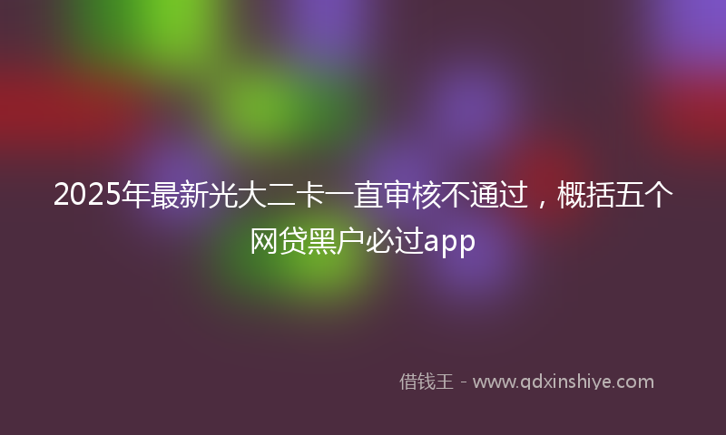 2025年最新光大二卡一直审核不通过，概括五个网贷黑户必过app