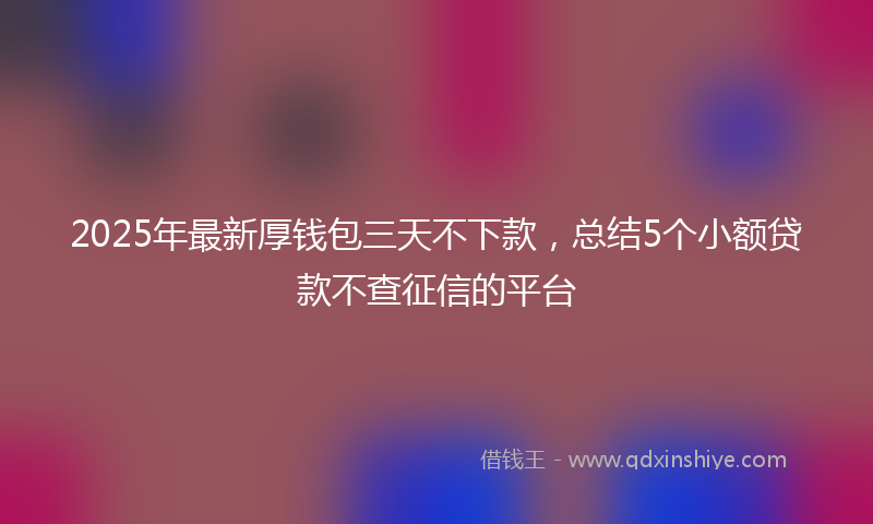 2025年最新厚钱包三天不下款，总结5个小额贷款不查征信的平台