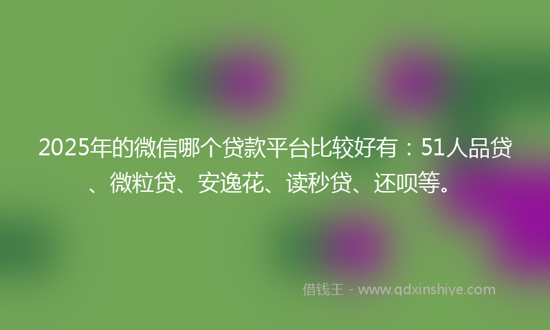 2025年的微信哪个贷款平台比较好有：51人品贷、微粒贷、安逸花、读秒贷、还呗等。