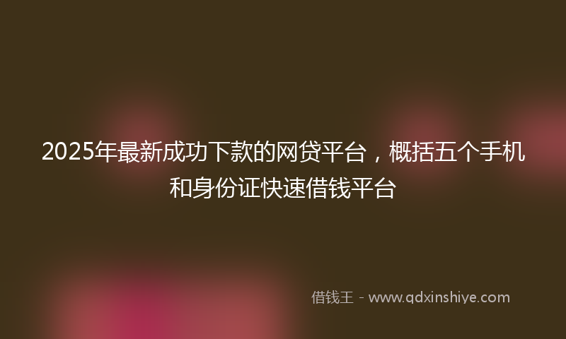 2025年最新成功下款的网贷平台，概括五个手机和身份证快速借钱平台