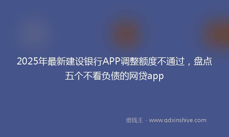 2025年最新建设银行APP调整额度不通过，盘点五个不看负债的网贷app