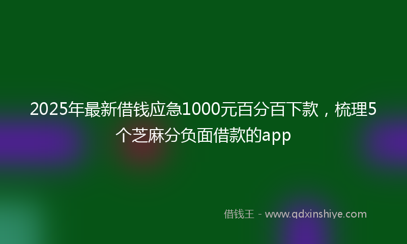 2025年最新借钱应急1000元百分百下款，梳理5个芝麻分负面借款的app