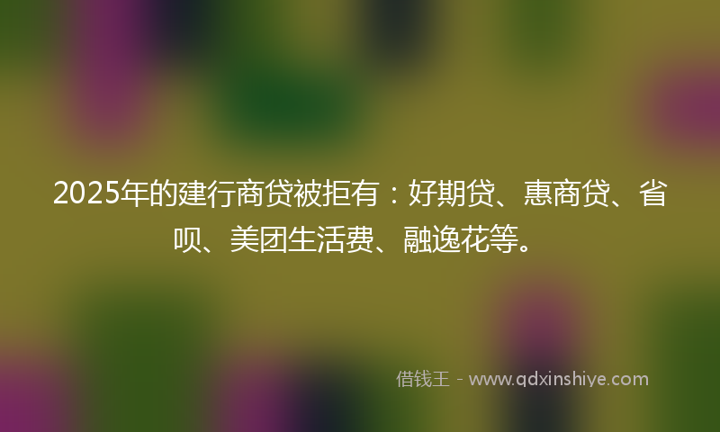 2025年的建行商贷被拒有：好期贷、惠商贷、省呗、美团生活费、融逸花等。