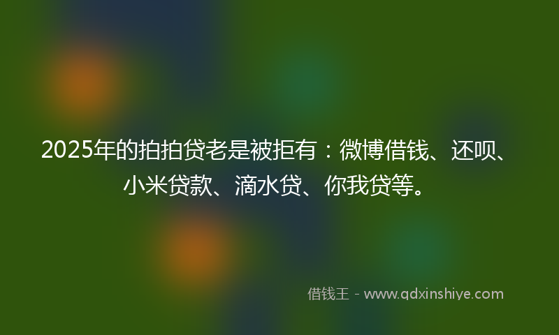 2025年的拍拍贷老是被拒有：微博借钱、还呗、小米贷款、滴水贷、你我贷等。