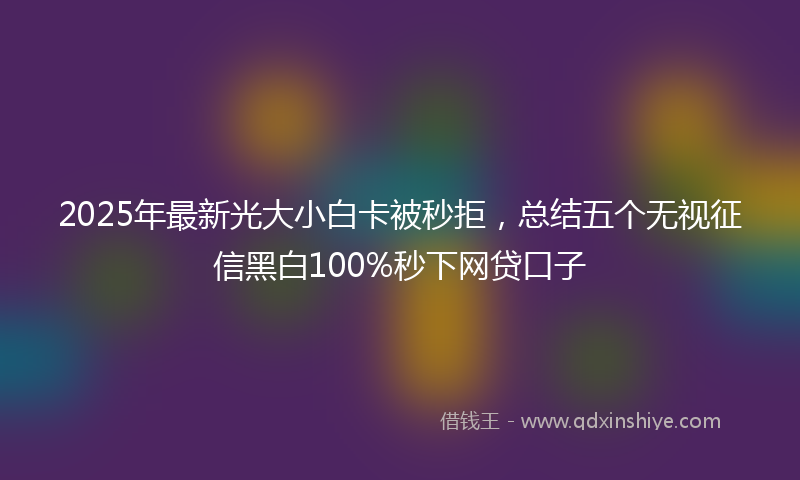 2025年最新光大小白卡被秒拒，总结五个无视征信黑白100%秒下网贷口子