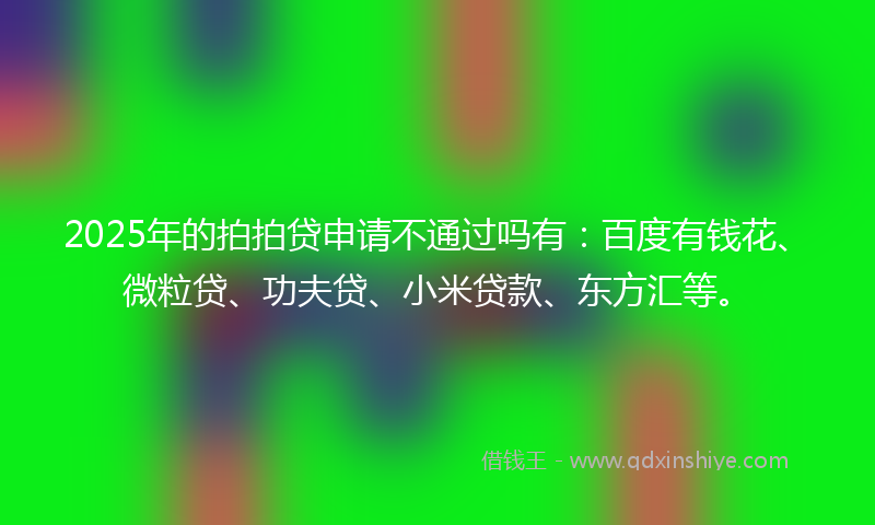 2025年的拍拍贷申请不通过吗有：百度有钱花、微粒贷、功夫贷、小米贷款、东方汇等。